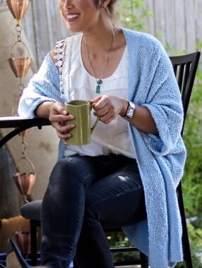 Talula baby blue open front cardigan cape size L